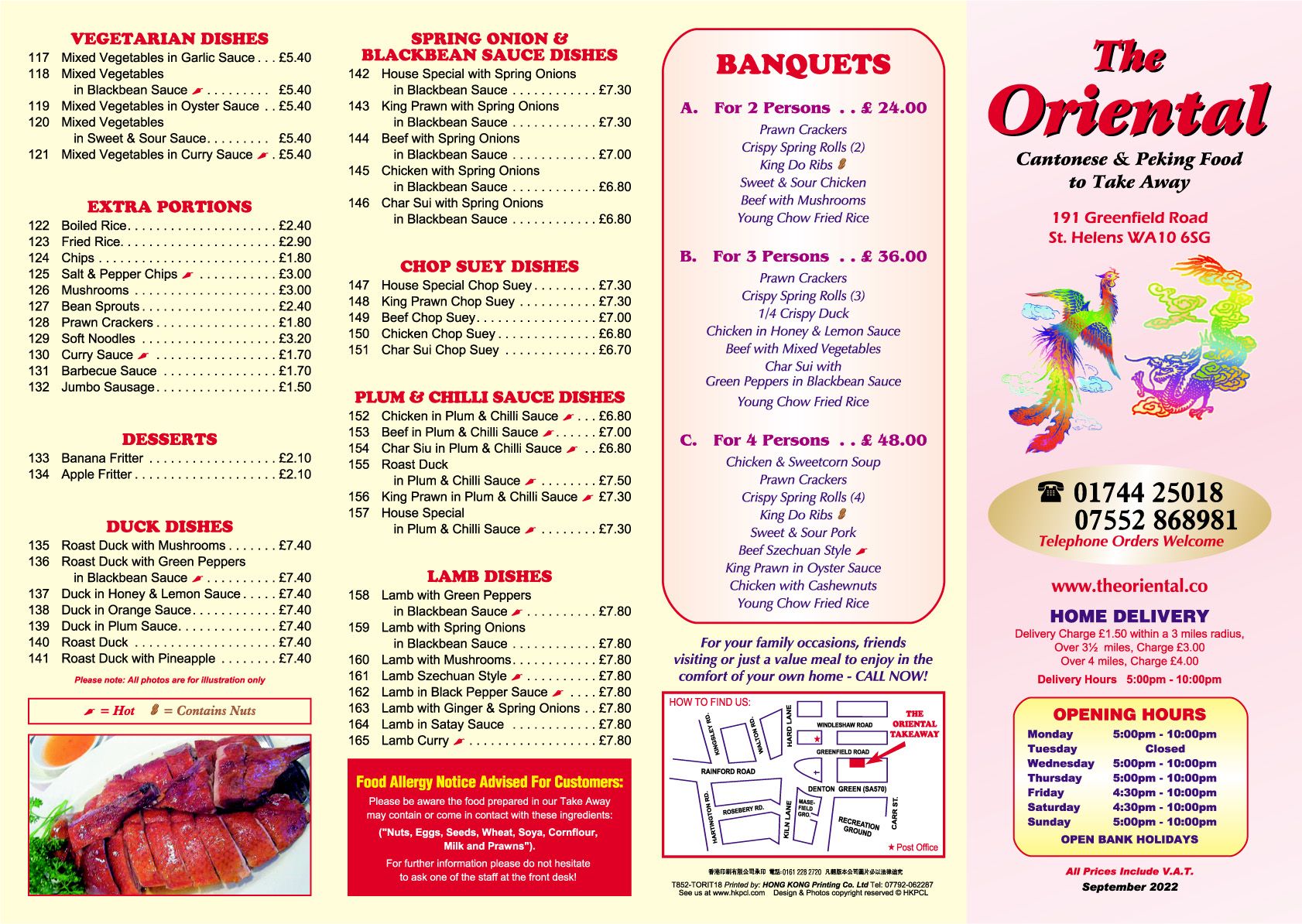 The Oriental menu page 2